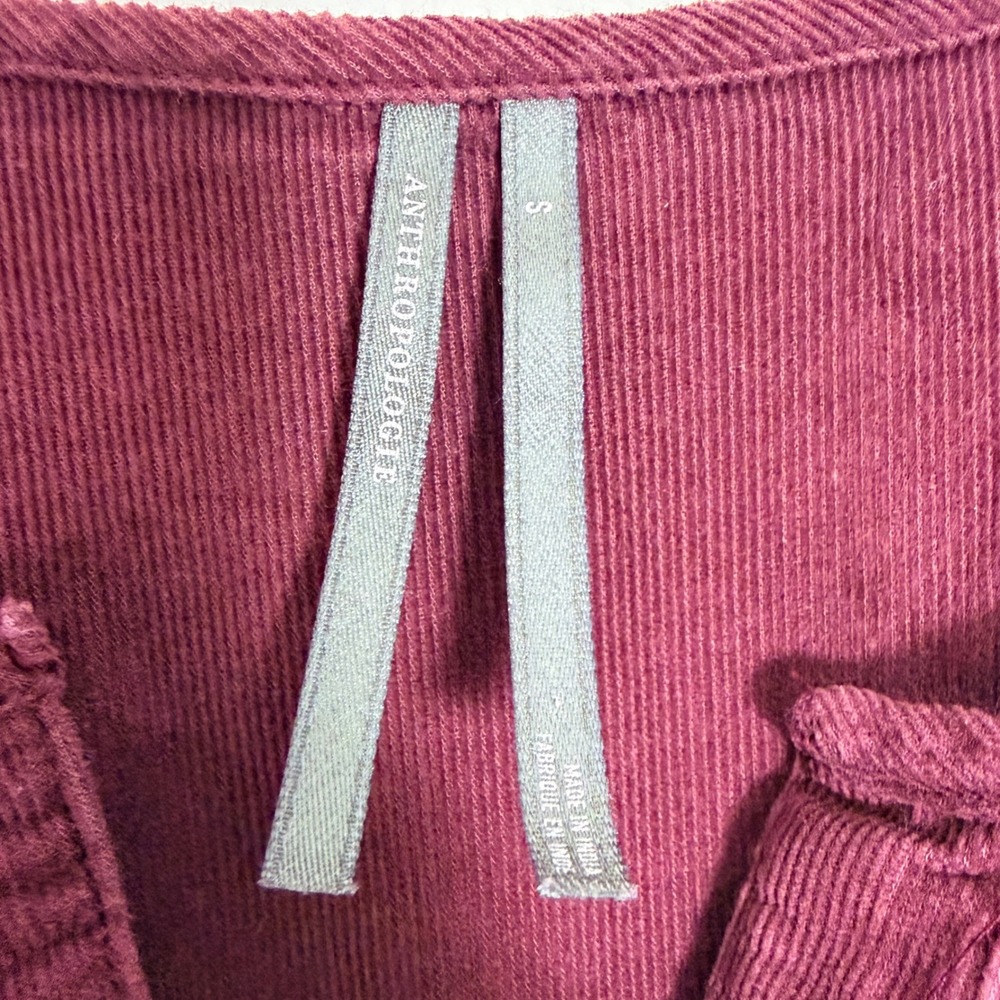 Anthropologie Somerset Maxi Dress Corduroy Edition Burgundy Wine Red S OB1790773 - Picture 6 of 9